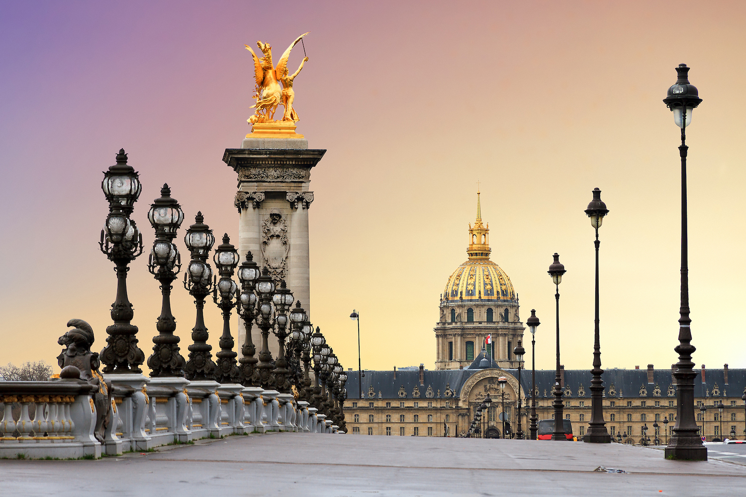 View of the Pont Alexandre III and the Invalides in Paris