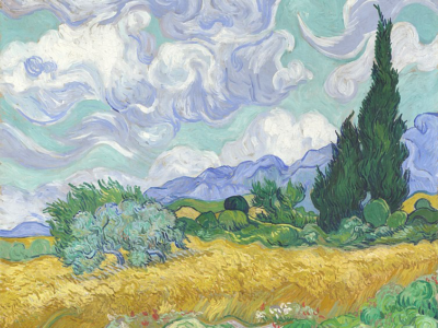 A Van Gogh painted in the south of France - Wheat field with cypresses