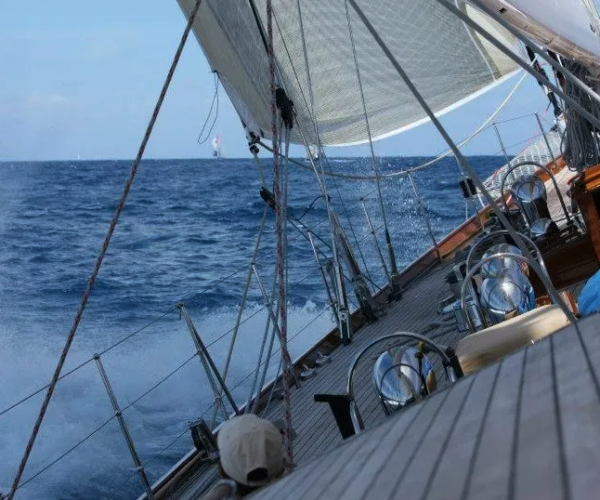 Sailing on board a beautiful wooden boat