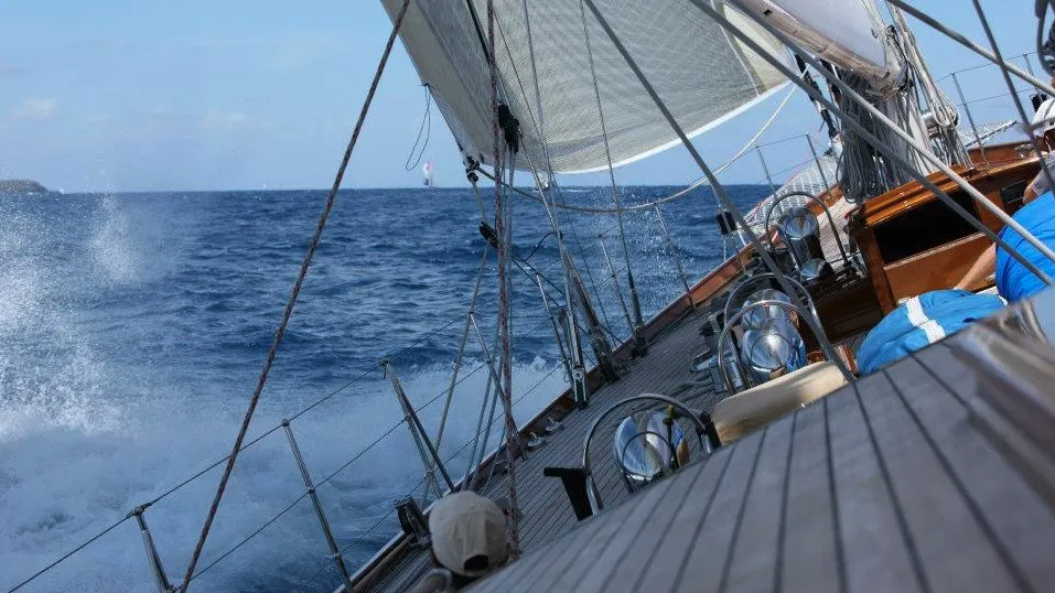 Sailing on board a beautiful wooden boat