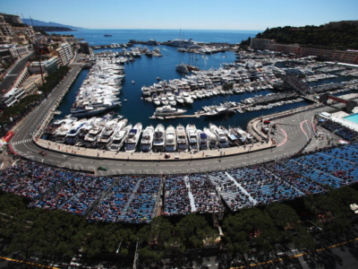 Formula 1 Grand Prix of Monaco with view of the circuit in front of the port