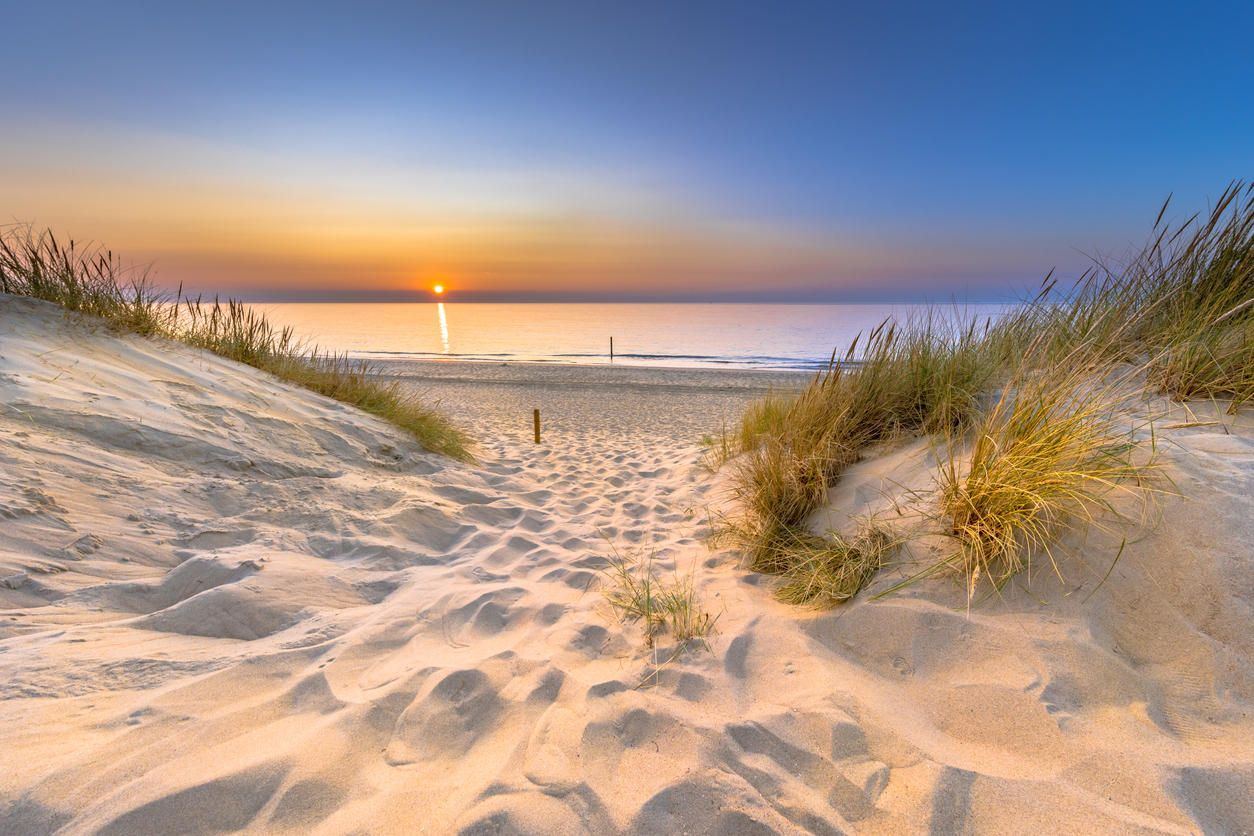 Scenic seaside landscape in Normandy, France, featuring sandy beaches, dramatic coastal cliffs, and the natural beauty of the region’s historic shoreline.