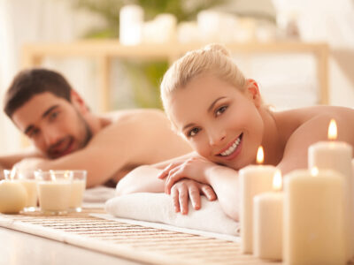 A couple enjoying a massage at a Spa in France