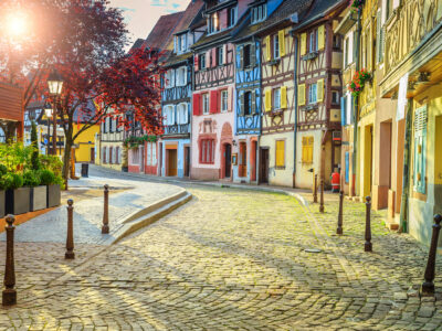 Stunning colorful ornamented facades in medieval Little Venice district, Colmar, Alsace, France, Europe