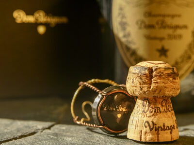 Dom Perignon cork and bottle of champaign