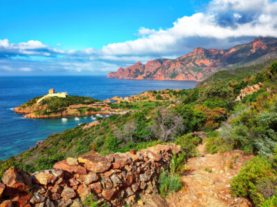 The Scandola natural reserve along the Corsica coast with breathtaking views