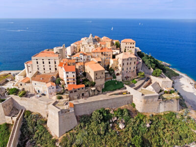 The town of Calvi overlooking the sea in Corsica