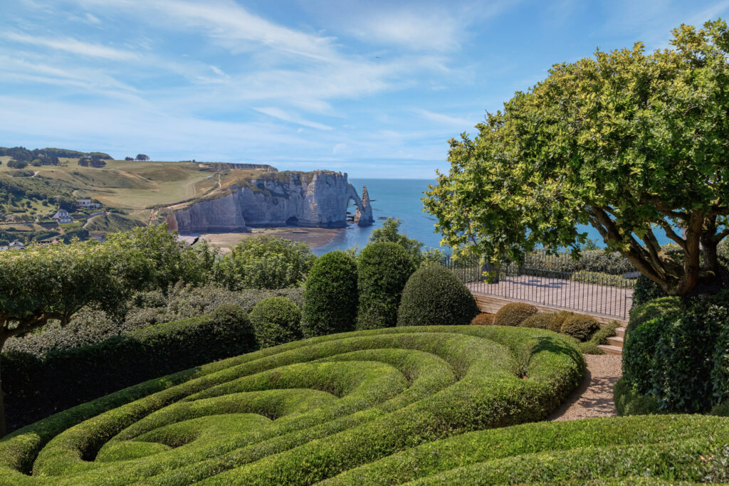 A garden overlooking Etretat in Normandy