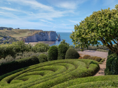 A garden overlooking Etretat in Normandy