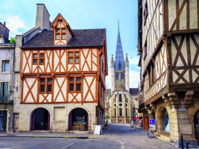 View of Dijon and its cathedral