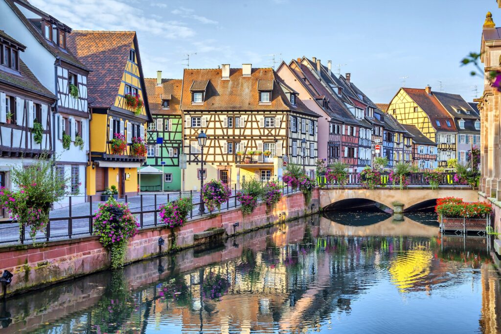 View of a picturesque town in Alsace, France