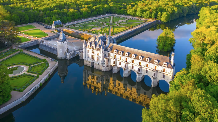 Elegant Renaissance château in the Loire Valley surrounded by formal gardens, reflecting the rich royal and architectural heritage of France.