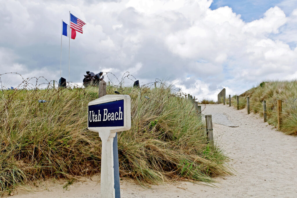 Utah Beach in Normandy, one of the Allied landing sites during the D-Day invasion of World War II