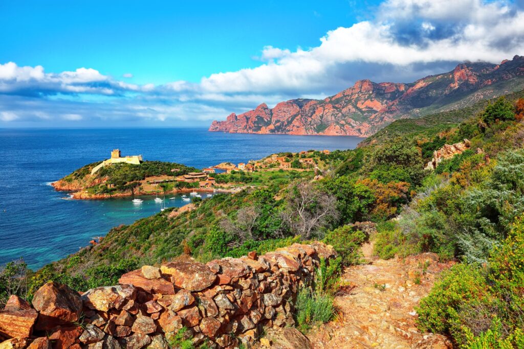 Breathtaking natural landscapes of Corsica, where rugged mountains meet the Mediterranean Sea