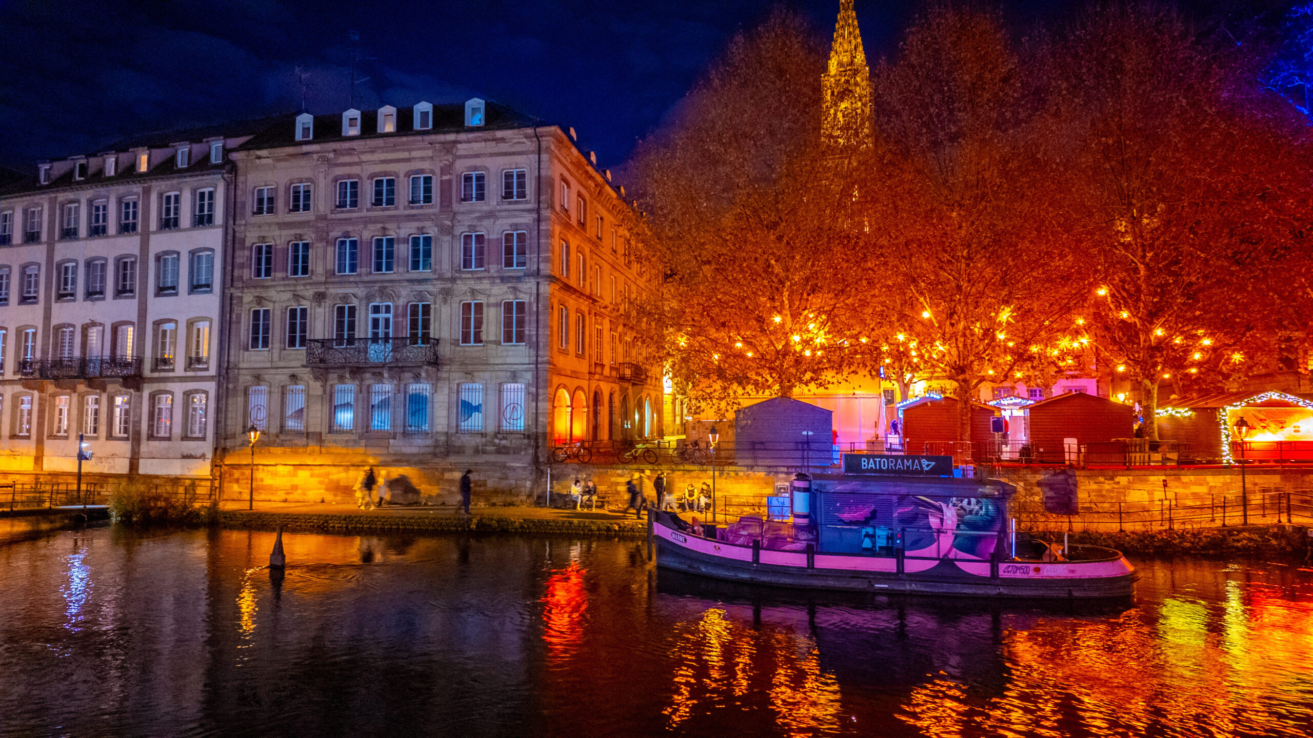 Lantern-lit market at night